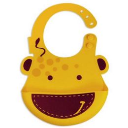 Pinafore For Baby, Durable Giraffe Cartoon Button Silicone Baby Bibs