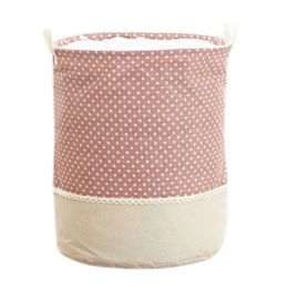 Household Folding Laundry Basket Storage Bag Laundry Hamper/Basket Dot Pink