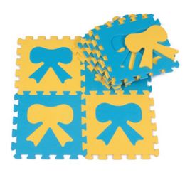 Colorful Waterproof Baby Foam Playmat Set-10pc, Blue/Yellow Bow