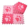 Colorful Waterproof Baby Foam Playmat Set-10pc, Red/Pink Foot