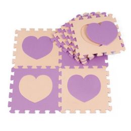 Colorful Waterproof Baby Foam Playmat Set-10pc, Beige/ Purple heart