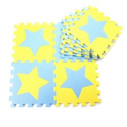 Colorful Waterproof Baby Foam Playmat Set-10pc, Blue/ Yellow Five-pointed Star