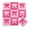 Colorful Waterproof Baby Foam Playmat Set-10pc, Red/ Pink Bow