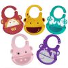 Pinafore For Baby, Durable Giraffe Cartoon Button Silicone Baby Bibs