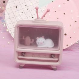 Pink cat cartoon night light (Color: pink, Style: Cactus)