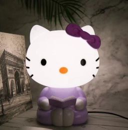 Pink dream k * t cat shape small night light decoration ornament student table ornament Girl Gift (Color: Light Purple)