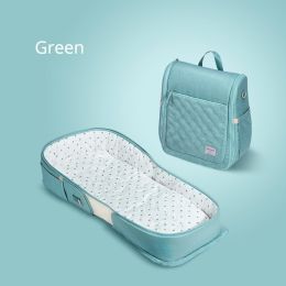 SUNVENO Baby Portable Bed Bag Foldable Newborn Travel Crib Carry-on Nest Bed Diaper Bag Bed for Baby 0-6M (Color: Green)