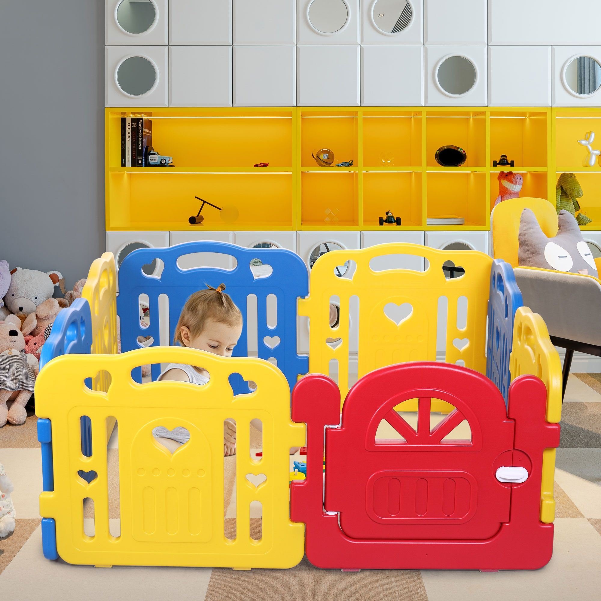 8-Panel Baby Fence, Toddlers Playpen with Safety Lock, Kids Play Center Indoor Outdoor 8-Panel Baby Fence, Toddlers Playpen with Safety Lock, Kids Play Center Indoor Outdoor